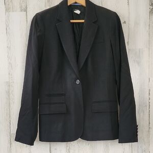 J. Crew 100% Wool Classic Schoolboy 1 Button Black Blazer Size 8 Tall